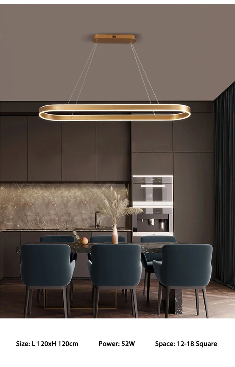 Nordic LED Restaurant Chandelier Ring Aluminum Chandelier Suitable For Kitchen Restaurant Hanging Chandelier Lustre Lighting