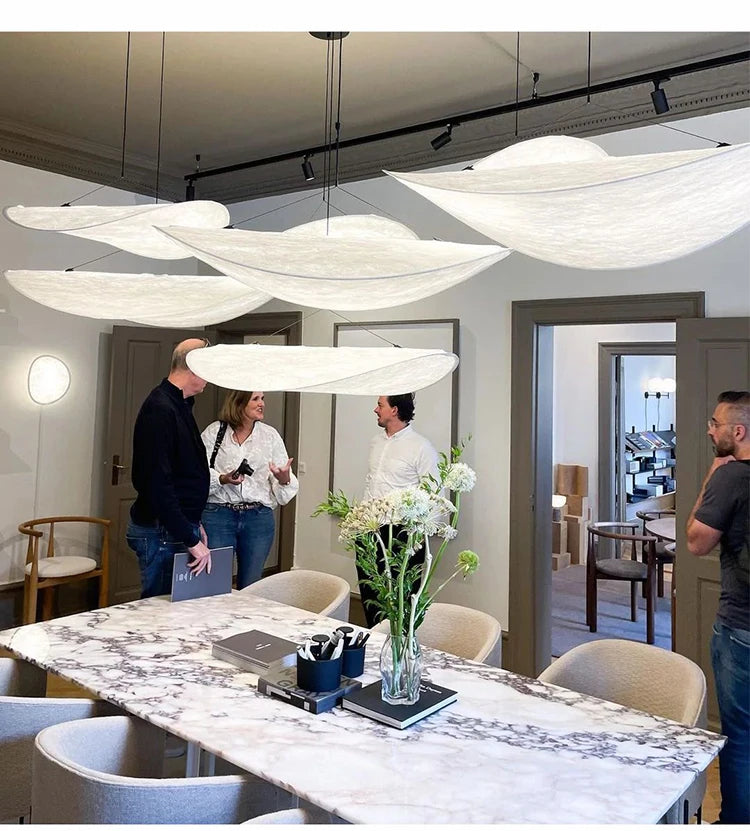 Modern Led Home Decoration Lustre Vertigo Chandelier Fabric Lampshade Light Dining Room Simple Nordic Living Room Ceiling Lamp