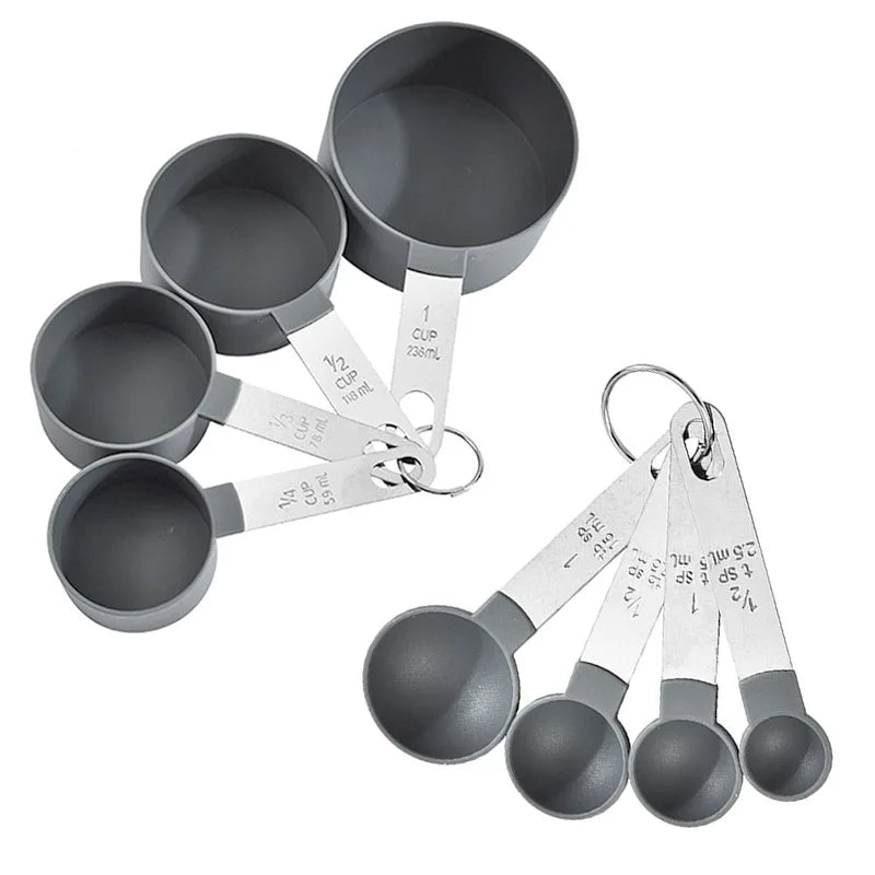 8pcs Measuring Cups & Spoons Set,Stackable Nesting Measure Cups with Stainless Steel Handle,Kitchen Gadgets for Cooking & Baking