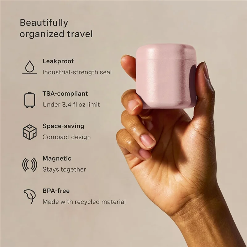 Carry On Travel Essential 3Pcs 1.32Oz Body Care Capsule Set Magnetic Container With Lids