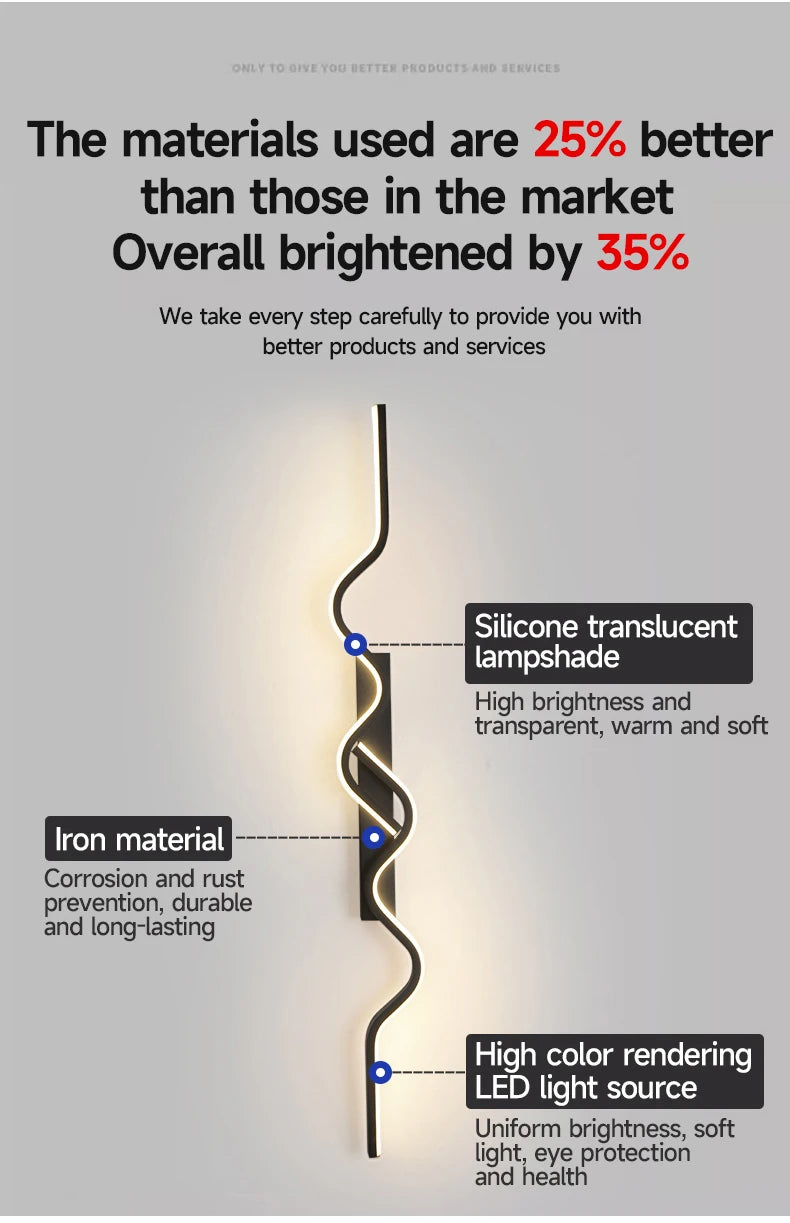 Wall Sconce Black LED Wall Lamp 80/100CM Long Strip Irregular Light Bedroom Bedside Lights Decorative Background Home Decor