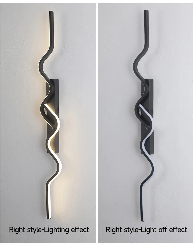 Wall Sconce Black LED Wall Lamp 80/100CM Long Strip Irregular Light Bedroom Bedside Lights Decorative Background Home Decor