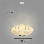 E27 Hanging Lights Silk White Dia40.cm Chandeliers Oval Shade LED Lights for Living room Restaurants Dining Room