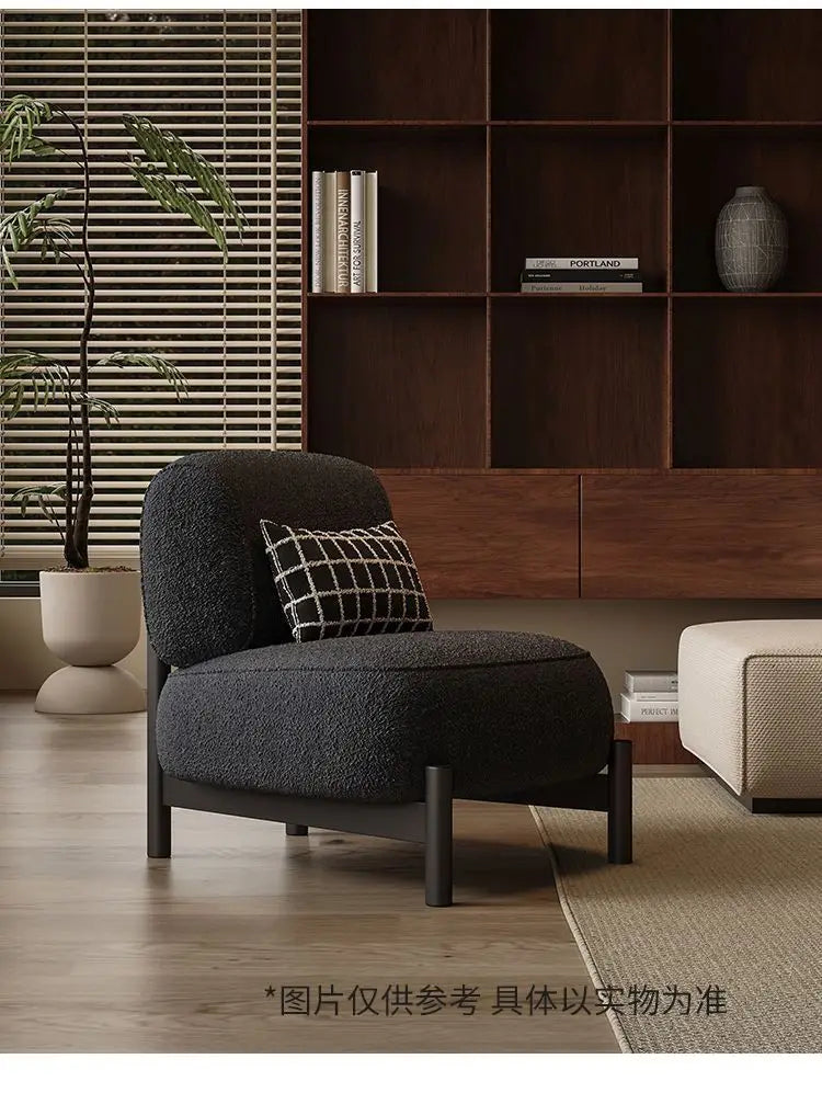 Wabi-sabi Single Designer Lazy Sofa Homestay Lamb Velvet Discuss Reception Lounge Chair Bedroom Living Room Furniture