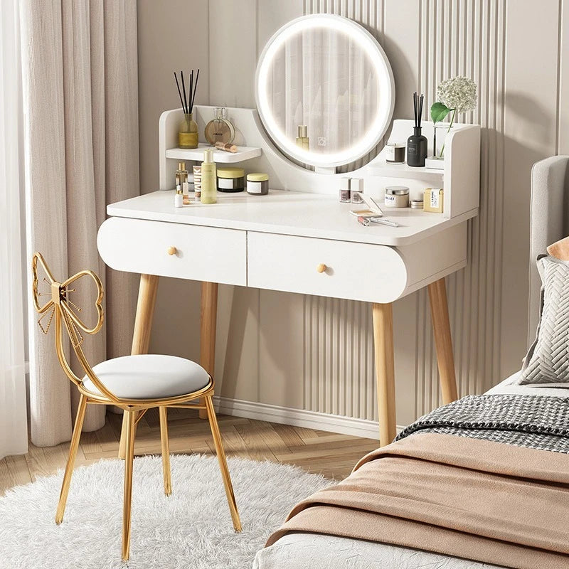 Dressing table, bedroom, modern, simple, light luxury dressing table, small-sized, internet famous, makeup mirror, storage integ