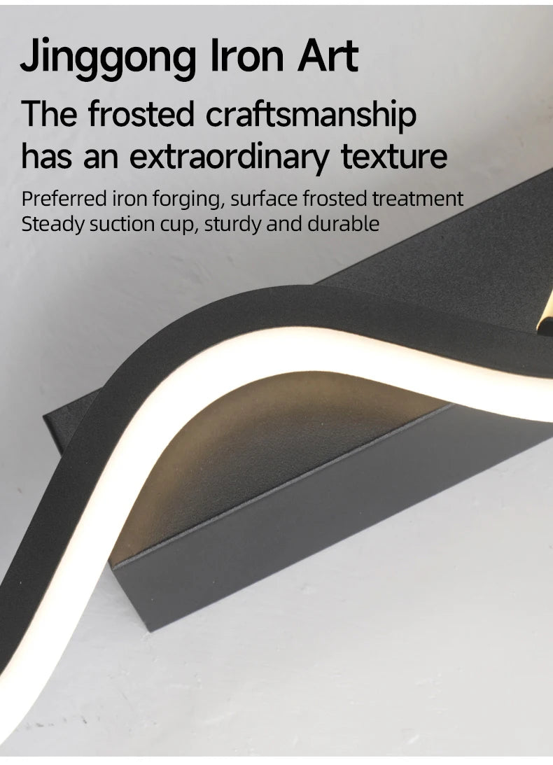 Wall Sconce Black LED Wall Lamp 80/100CM Long Strip Irregular Light Bedroom Bedside Lights Decorative Background Home Decor