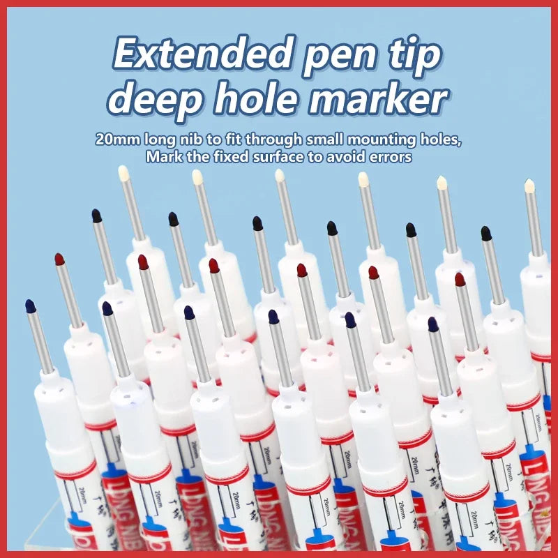 4Pcs Deep Hole Long Nib Markers For Pen Set Waterproof Fine Tip for Metal, wood & Furniture Marking