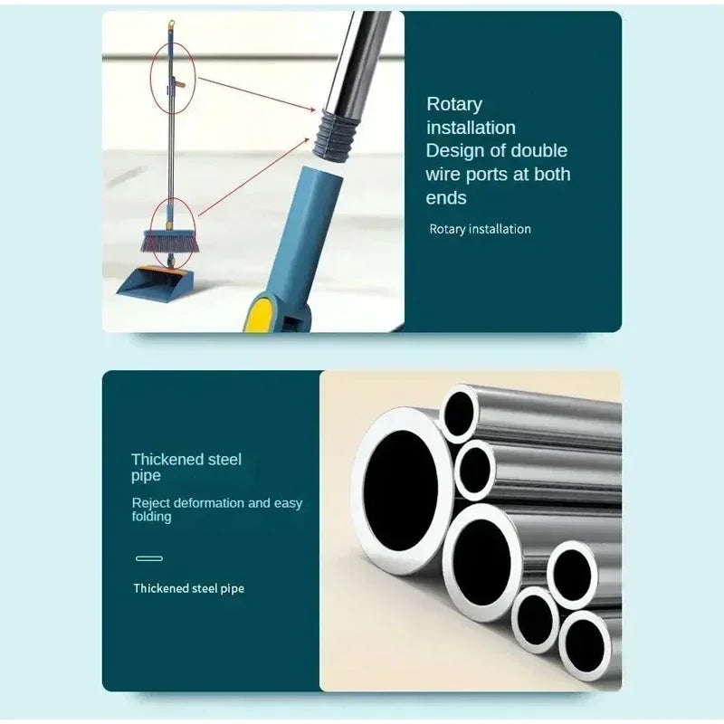 Rotatable Household folding broom broom dustpan set Soft brush whisk broom strip non-stick hair sweeping cleaning and scraping