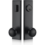Matte Black Front Door Handle Entry Knobs Single Cylinder Deadbolt Reversible Installation Durable Easy DIY Secure Home
