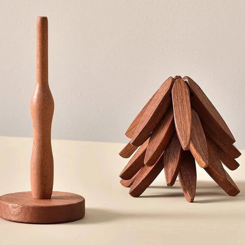 Walnut Creative Tree Design Bracket Solid Wood Christmas Tree Decoration Anti Scald Heat Resistant Table Mat, Cup Mat, Pot Mat