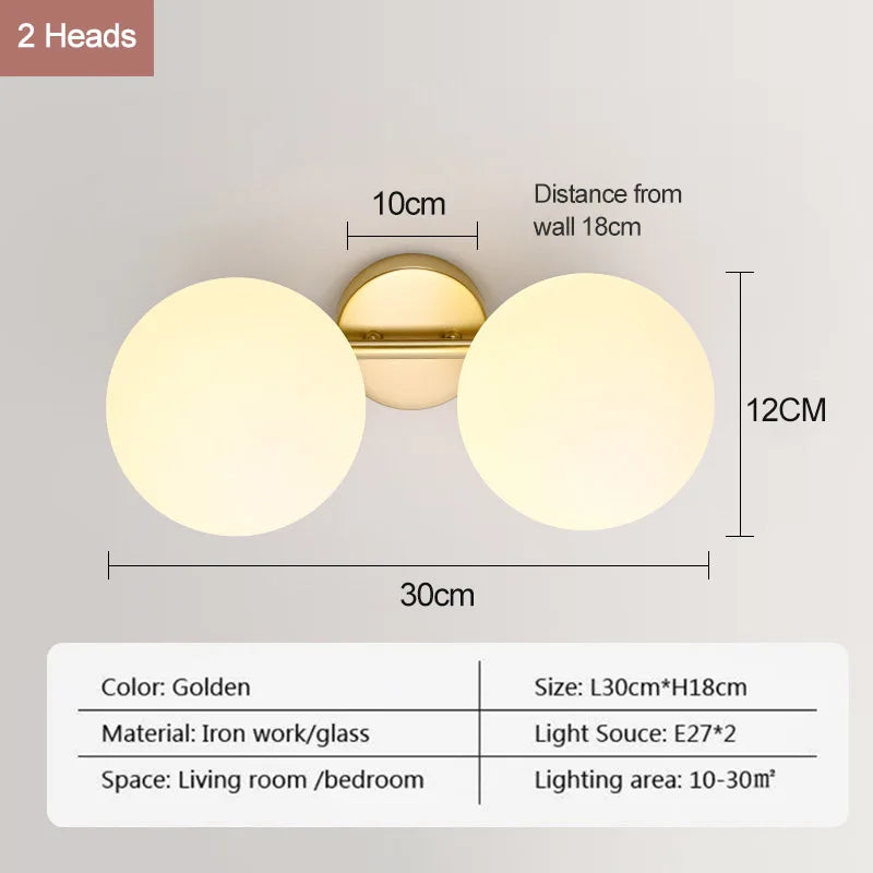 LED Glass Wall lamp Creative White Ball  LED Corridor Lamp Entrance Cloakroom Balcony Bedroom Dining Room Lighting Fixtures