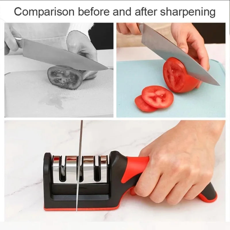 3-Stage Knife Sharpener - Manual Knife Sharpening Tool for Home Use, Quick & Easy Blade Maintenance, Home Kitchen Essential