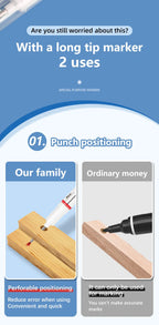 4Pcs Deep Hole Long Nib Markers For Pen Set Waterproof Fine Tip for Metal, wood & Furniture Marking