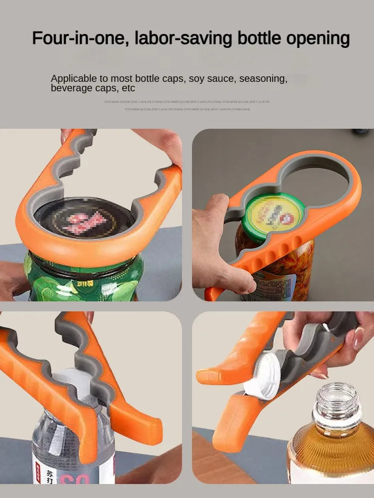 1Pc Four-in-One Bottle Opener Kitchen Multi-Function Can Openers Bottle Opener Non-Slip Labor-Saving Twist Bottle Lid Opener