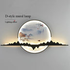 TINNY Modern Wall Picture Light LED Chinese Creative Circular Landscape Mural Sconce Lamp For Home Living Bedroom Study