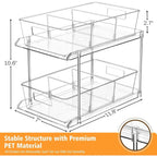 Pull-out Home Organizer, 1 Pack 2 Tier Clear Bathroom Organizer with Dividers, Multipurpose Vanity Counter Tray, Kitchen, Closet
