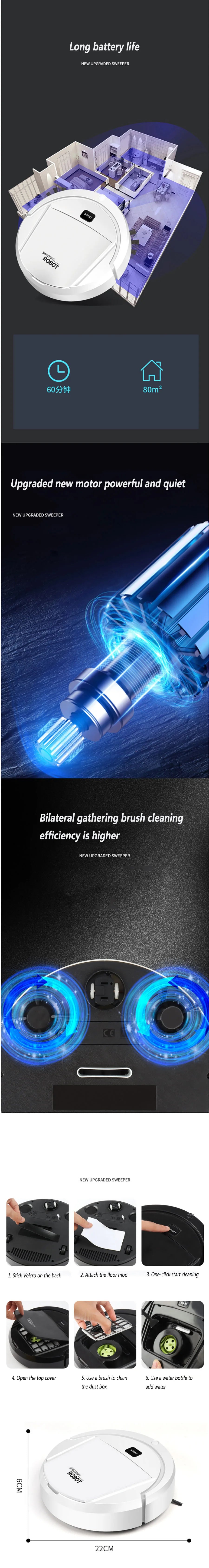 Modern Automatic Robot Vacuum Cleaner Smart Sweeping Dry Wet Cleaning Machine Charging Intelligent Vacuum Cleaner for Home