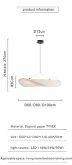 Modern Led Home Decoration Lustre Vertigo Chandelier Fabric Lampshade Light Dining Room Simple Nordic Living Room Ceiling Lamp