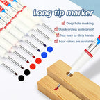 4Pcs Deep Hole Long Nib Markers For Pen Set Waterproof Fine Tip for Metal, wood & Furniture Marking