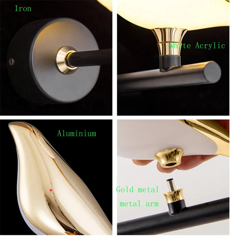 Nordic Golden Bird LED Wall Lights Parlor Bar Creative Wall Lamps Novelty Sconces Bedroom Bedside Lamp Living Room Decoration