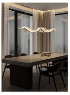Nordic Creative Led Chandelier Design Long Wave Pendant Lights Restaurant Bar Lamp Dining Room Home Decor Hanging Light Fixture