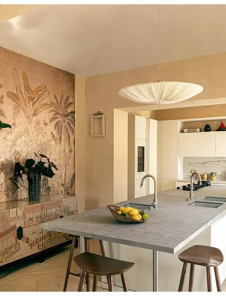 Japanese Wabi Sabi Cloth Pendant Light Bar Living Room B&B Bedroom Nordic Ceiling Chandelier Lighting Decor Lustre Hanging Lamps