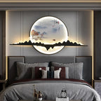 TINNY Modern Wall Picture Light LED Chinese Creative Circular Landscape Mural Sconce Lamp For Home Living Bedroom Study