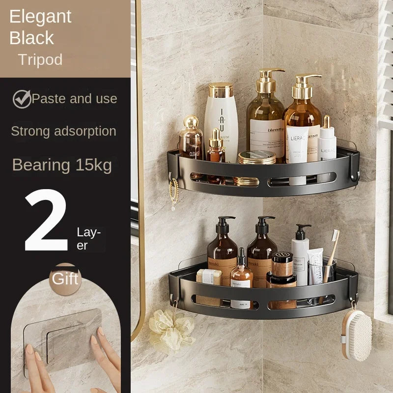 2/3Pc Strong Adhesive No-Drill Shower Shelf – Waterproof Wall Storage Organizer for Bathroom