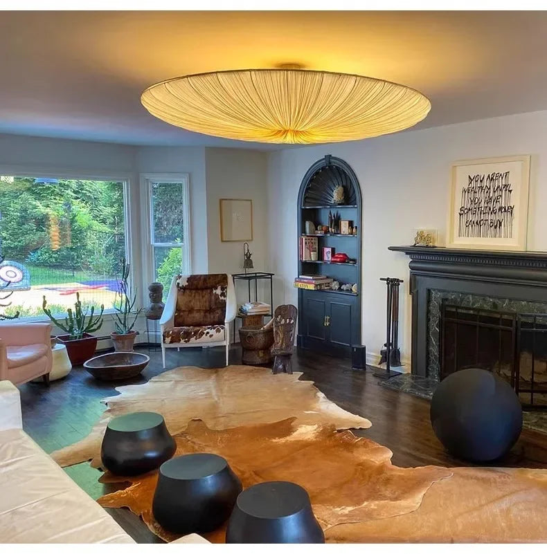 Japanese Wabi Sabi Cloth Pendant Light Bar Living Room B&B Bedroom Nordic Ceiling Chandelier Lighting Decor Lustre Hanging Lamps