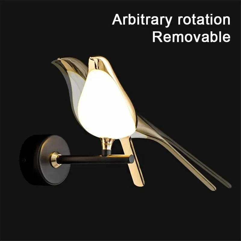 Nordic Golden Bird LED Wall Lights Parlor Bar Creative Wall Lamps Novelty Sconces Bedroom Bedside Lamp Living Room Decoration