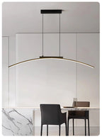 Contemporary Dining Room Pendant Light Sleek LED Arc Hanging Lamp Adjustable Brightness Energy Efficient Ideal for Kitchen Resta