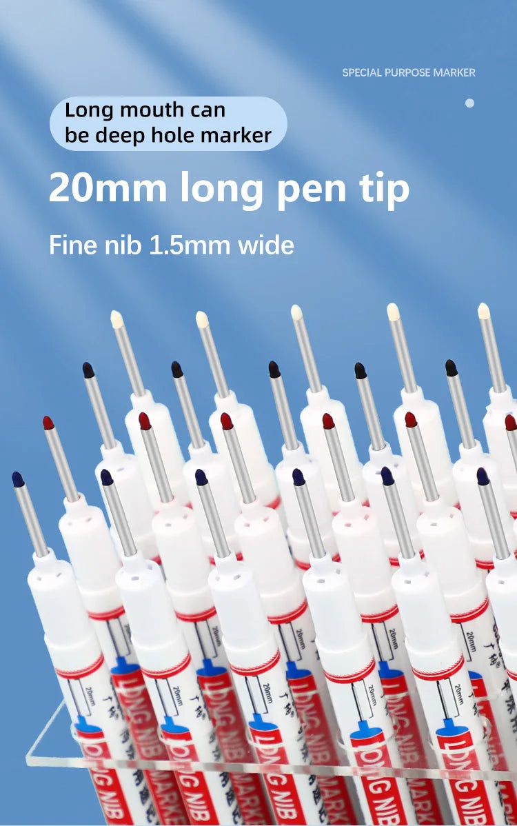 4Pcs Deep Hole Long Nib Markers For Pen Set Waterproof Fine Tip for Metal, wood & Furniture Marking