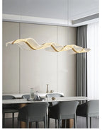 Nordic Creative Led Chandelier Design Long Wave Pendant Lights Restaurant Bar Lamp Dining Room Home Decor Hanging Light Fixture