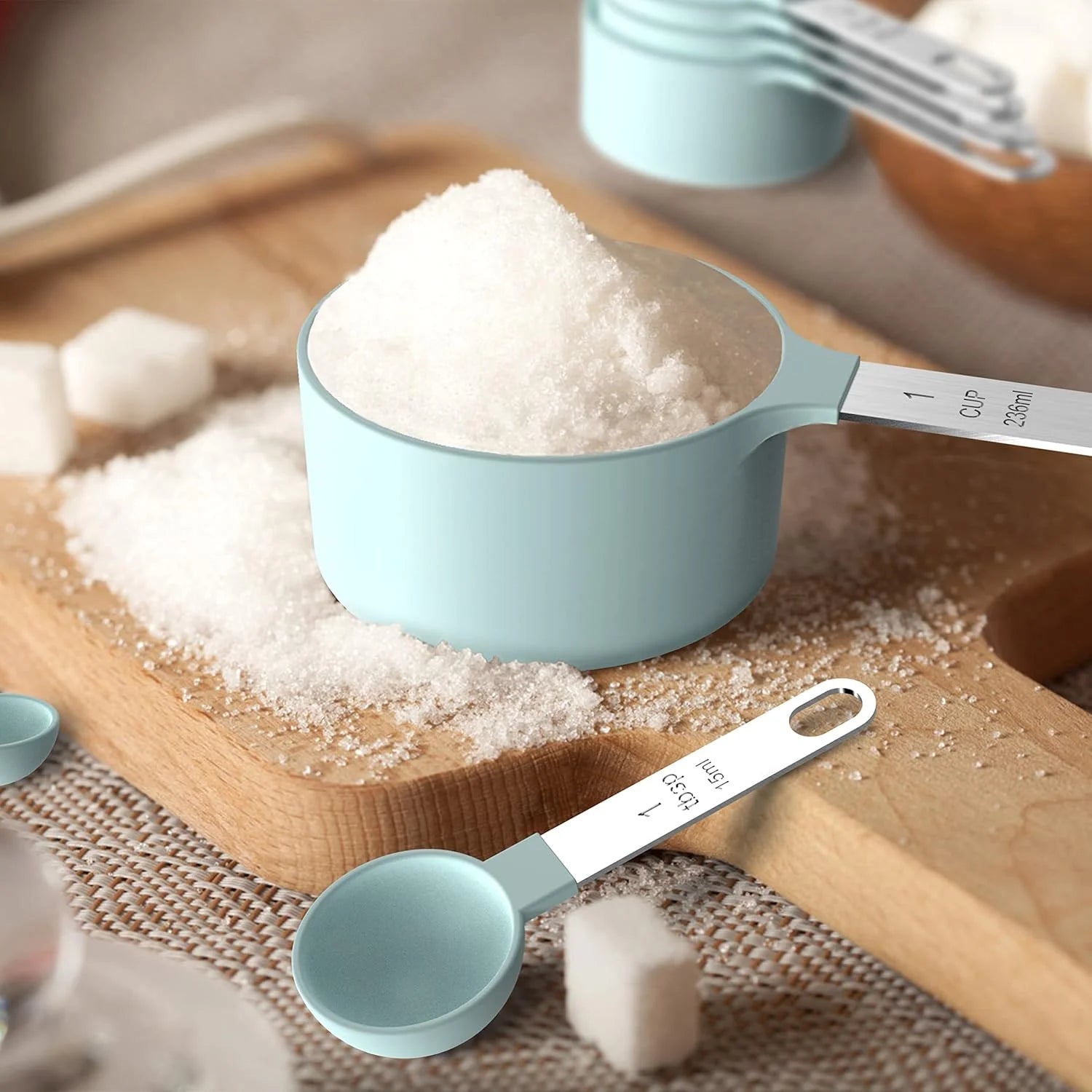 8pcs Measuring Cups & Spoons Set,Stackable Nesting Measure Cups with Stainless Steel Handle,Kitchen Gadgets for Cooking & Baking