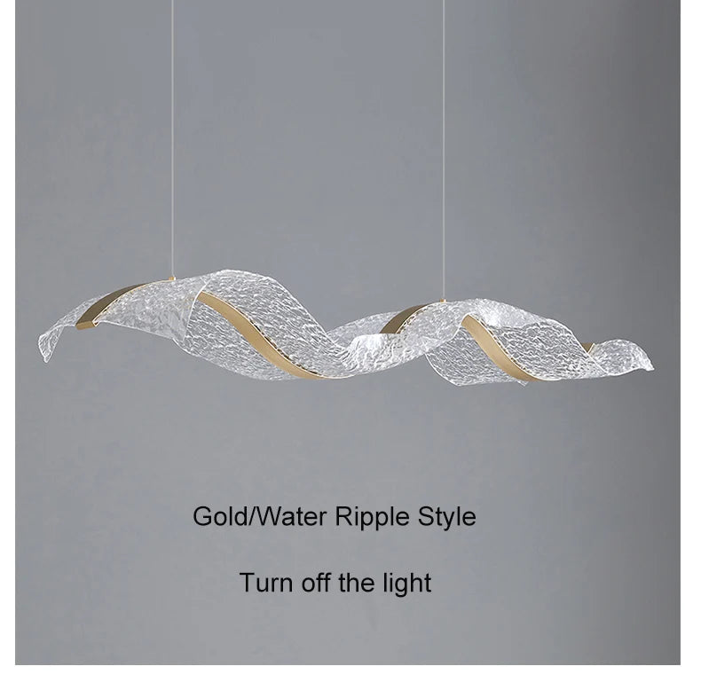 Nordic Creative Led Chandelier Design Long Wave Pendant Lights Restaurant Bar Lamp Dining Room Home Decor Hanging Light Fixture