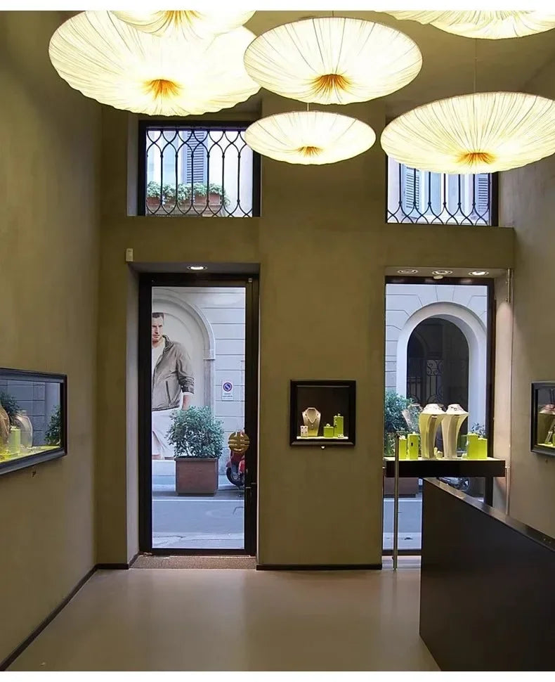 Japanese Wabi Sabi Cloth Pendant Light Bar Living Room B&B Bedroom Nordic Ceiling Chandelier Lighting Decor Lustre Hanging Lamps