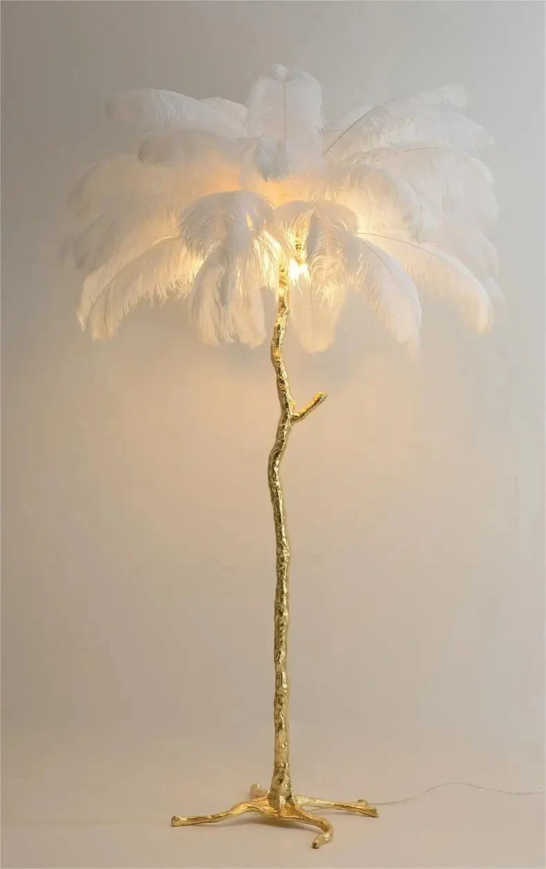 Living Room Sofa Side Floor Lamp Nordic Creative Ostrich Feather Standing Floor Light Home Decor Indoor Bedroom Bedside Fixture