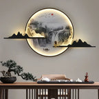 TINNY Modern Wall Picture Light LED Chinese Creative Circular Landscape Mural Sconce Lamp For Home Living Bedroom Study