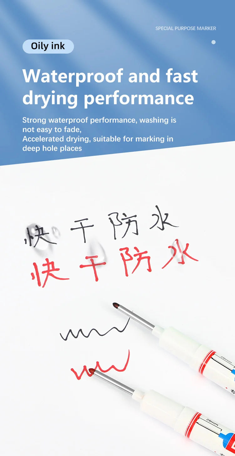 4Pcs Deep Hole Long Nib Markers For Pen Set Waterproof Fine Tip for Metal, wood & Furniture Marking