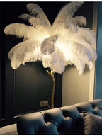 Living Room Sofa Side Floor Lamp Nordic Creative Ostrich Feather Standing Floor Light Home Decor Indoor Bedroom Bedside Fixture