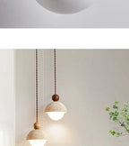 Luma Japanese Style Yellow Travertine Pendant Light, Wabi-Sabi Stone Chandeliers for Kitchen Island Bedroom Bedside Home Decor