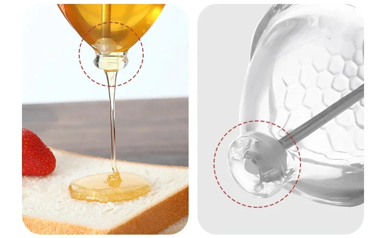 Portable Honey Jar Oil Syrup Storage Kettle Suitable for Juice Honeybee Kitchen Liquid Pot Container Kitchen Storage Supplies