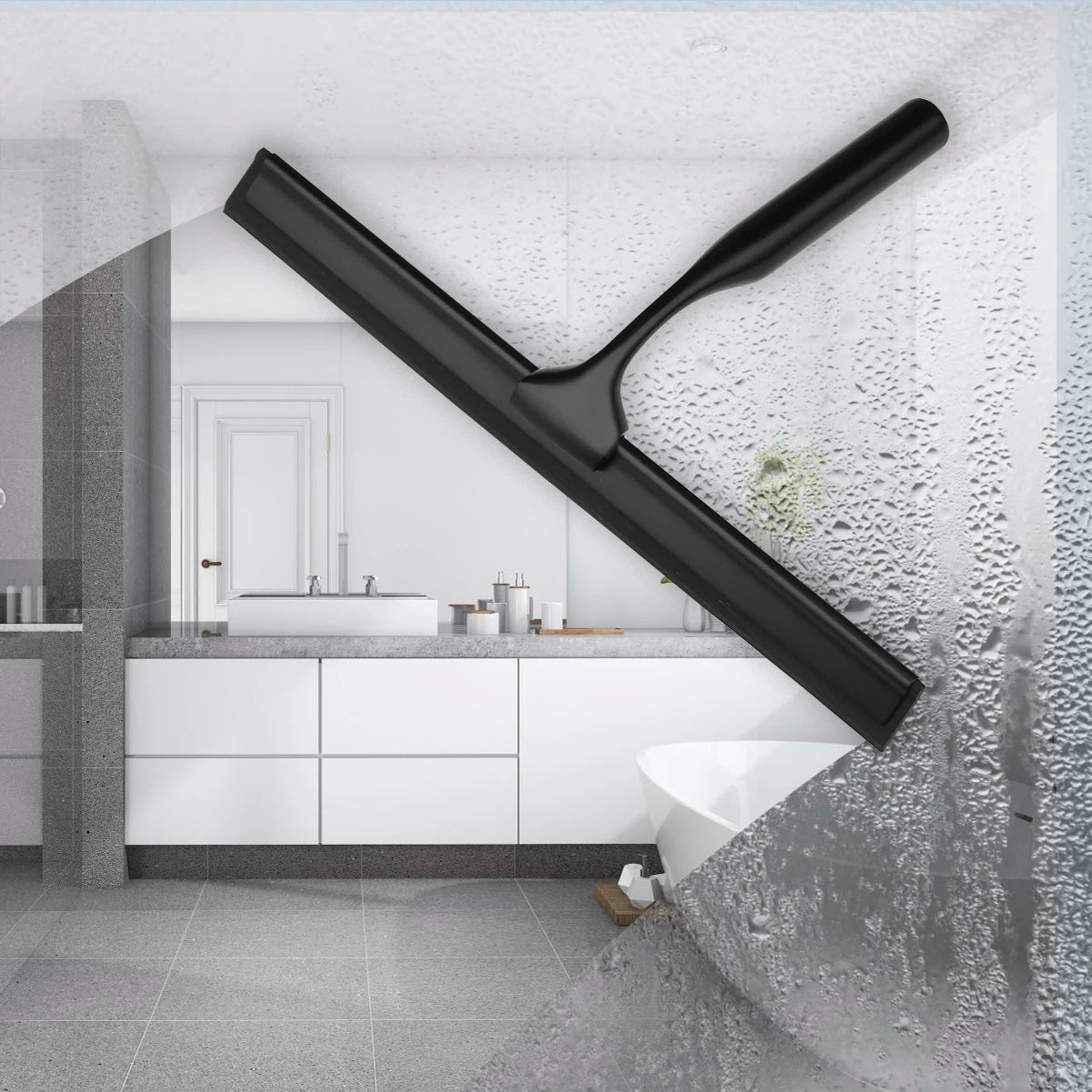 All-Purpose Shower Squeegee 10'' Golden Color Silicone Scrape Stainless Steel Handle Wiper Bathroom Mirror Glass Car Squeegee