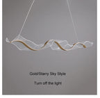 Nordic Creative Led Chandelier Design Long Wave Pendant Lights Restaurant Bar Lamp Dining Room Home Decor Hanging Light Fixture