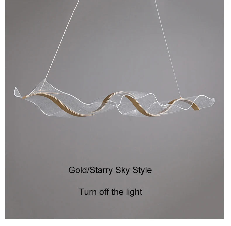 Nordic Creative Led Chandelier Design Long Wave Pendant Lights Restaurant Bar Lamp Dining Room Home Decor Hanging Light Fixture