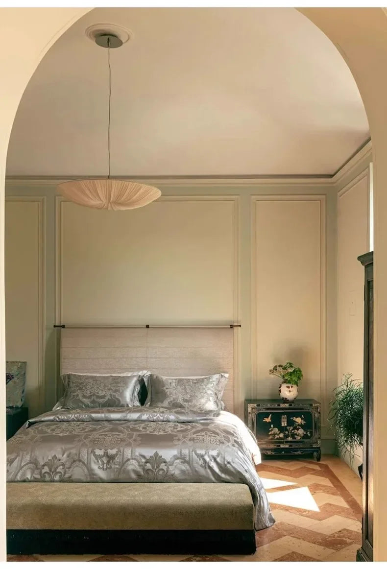 Japanese Wabi Sabi Cloth Pendant Light Bar Living Room B&B Bedroom Nordic Ceiling Chandelier Lighting Decor Lustre Hanging Lamps