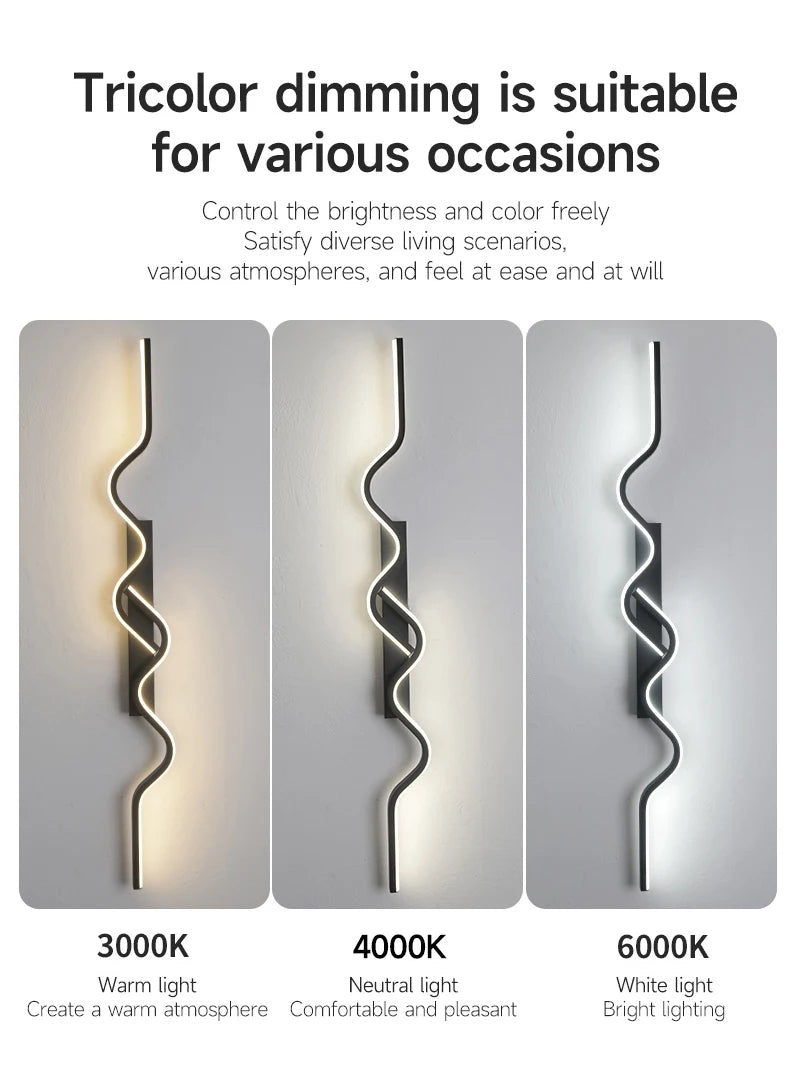Wall Sconce Black LED Wall Lamp 80/100CM Long Strip Irregular Light Bedroom Bedside Lights Decorative Background Home Decor