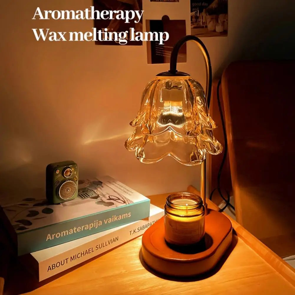Candle Warmer Lamp with Timer&Adjustable Brightness- Wooden Base Wax Melter for Home, Office, Aromatherapy & Decorative Lighting