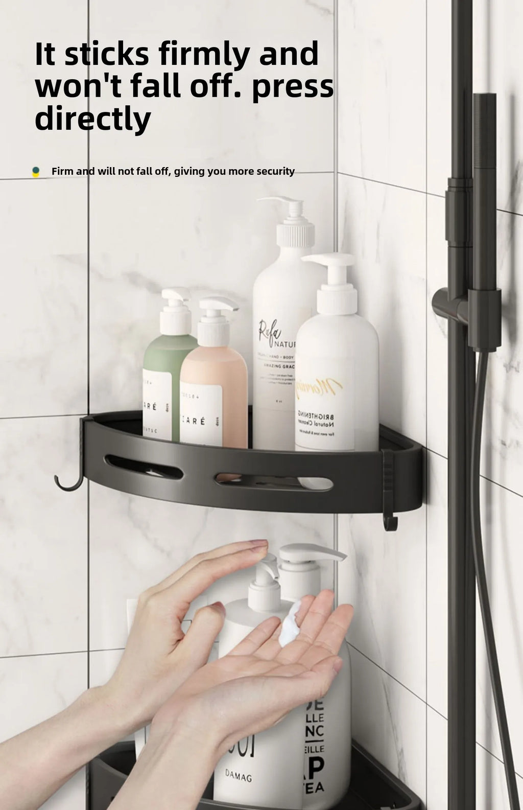 2/3Pc Strong Adhesive No-Drill Shower Shelf – Waterproof Wall Storage Organizer for Bathroom