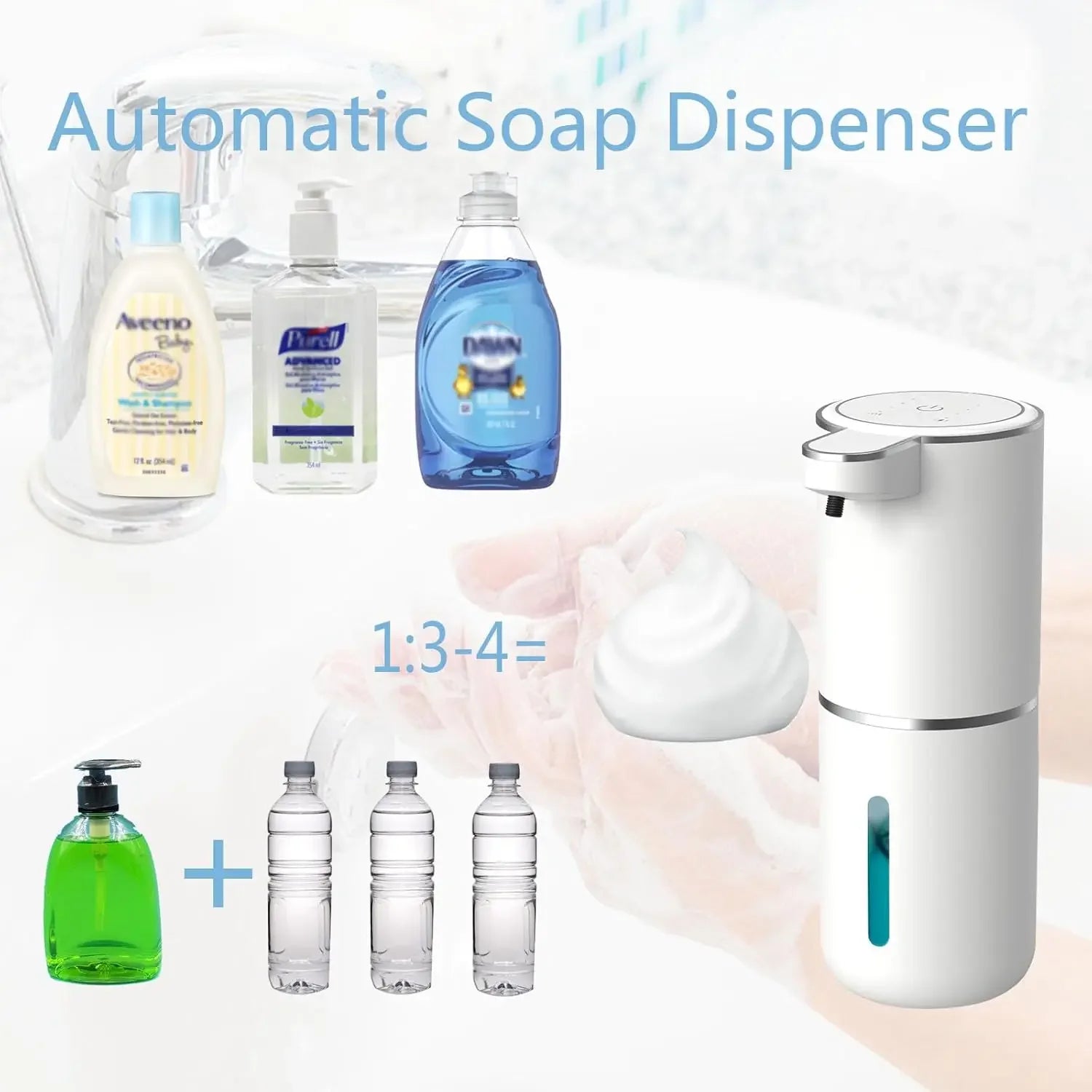 Automatic Liquid/Foma Soap Dispenser, Touchless Electric Dispenser, USB Rechargeable with Infrared Sensor for Bathroom,Kitchen